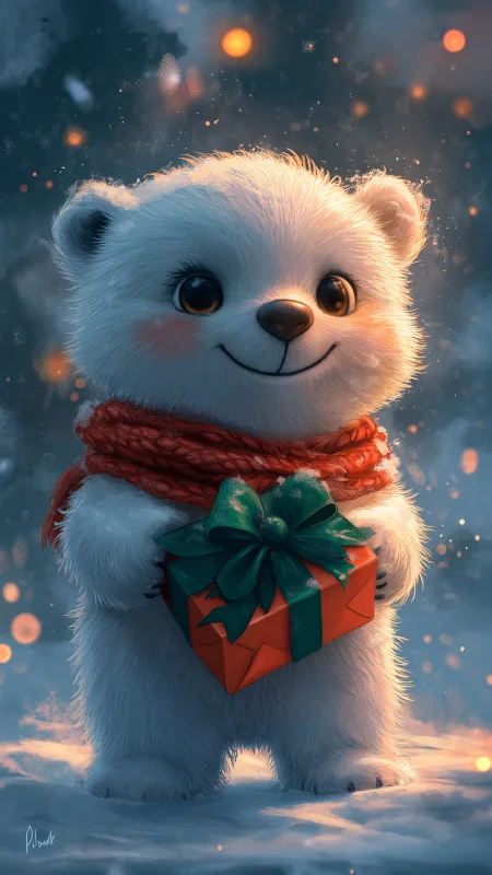Cute Smiling Polar Bear Phone Wallpaper