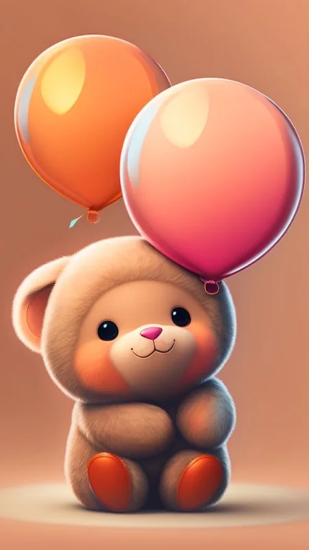 Teddy Bear With Balloons Cute Wallpaper