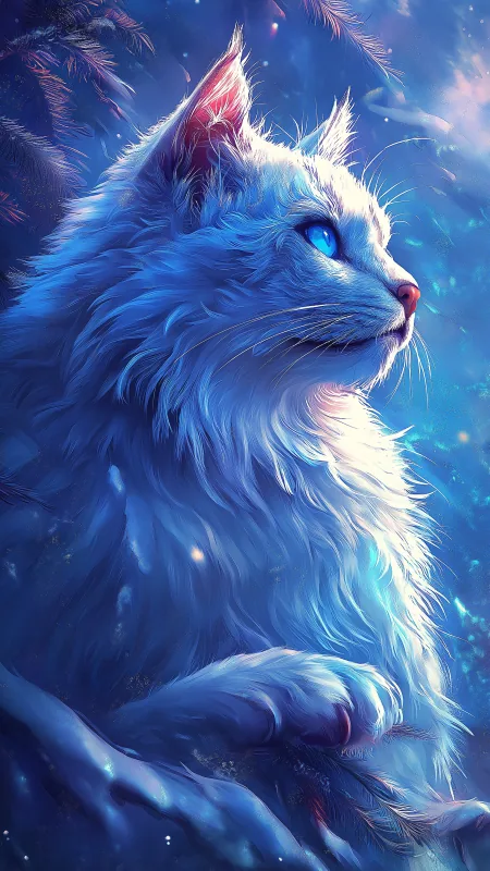 White Cat Cute Wallpaper
