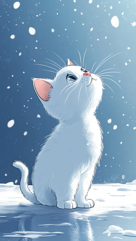Cute White Cat Wallpaper