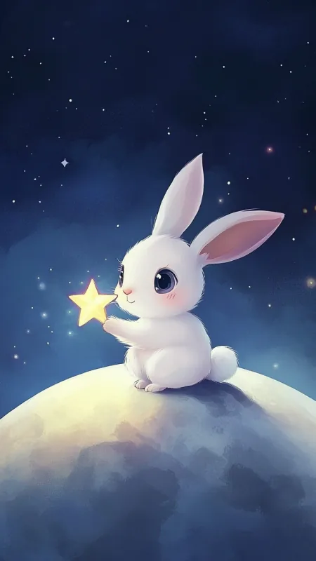 Cute White Rabbit Wallpaper