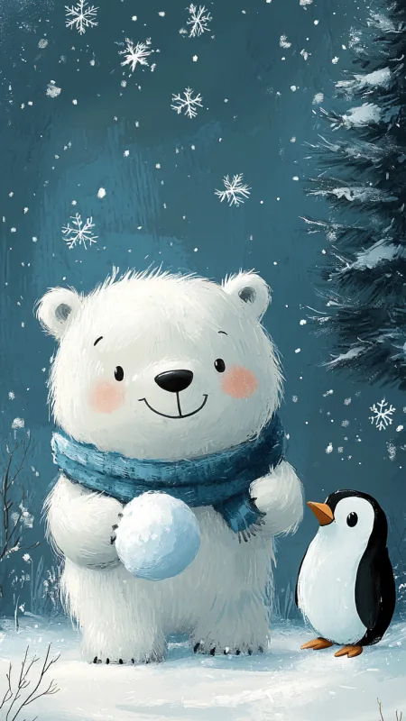 White Cute Teddy Bear Art Phone Wallpaper