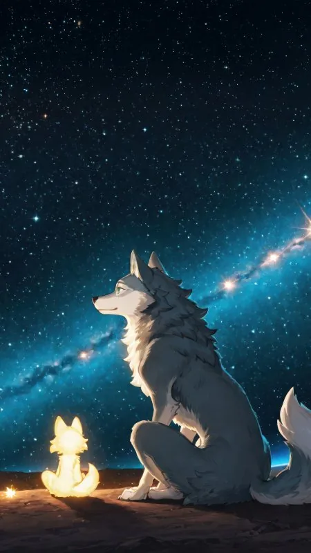 White Wolf And Cat Cute Wallpaper