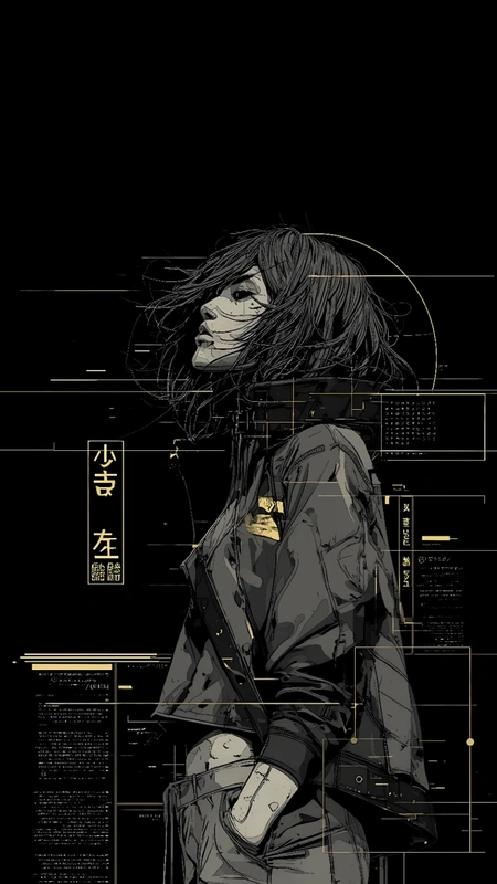 Cyber Sketch Girl Wallpaper