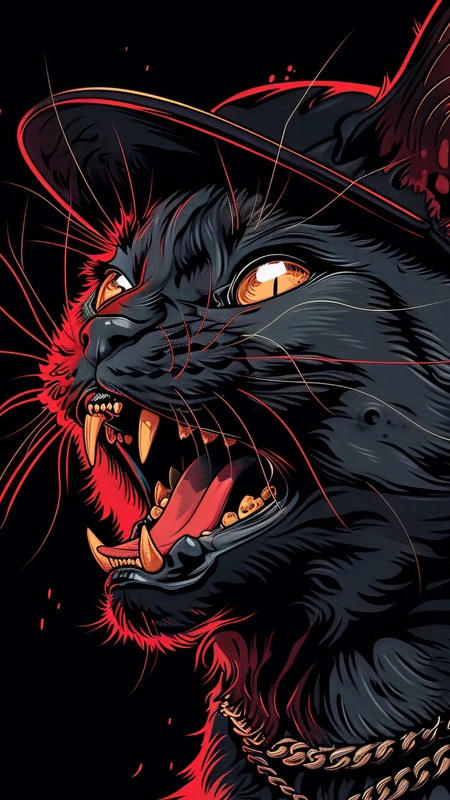 Fierce Cap Cat Wallpaper