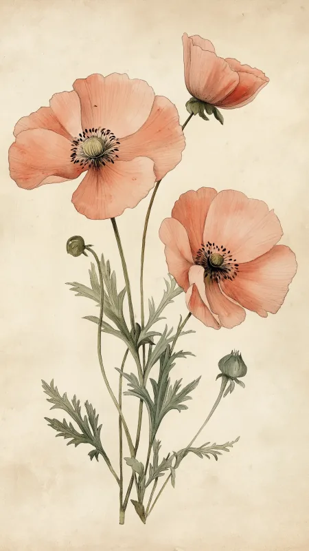 Art Watercolor Botanical Flowers Wallpaper
