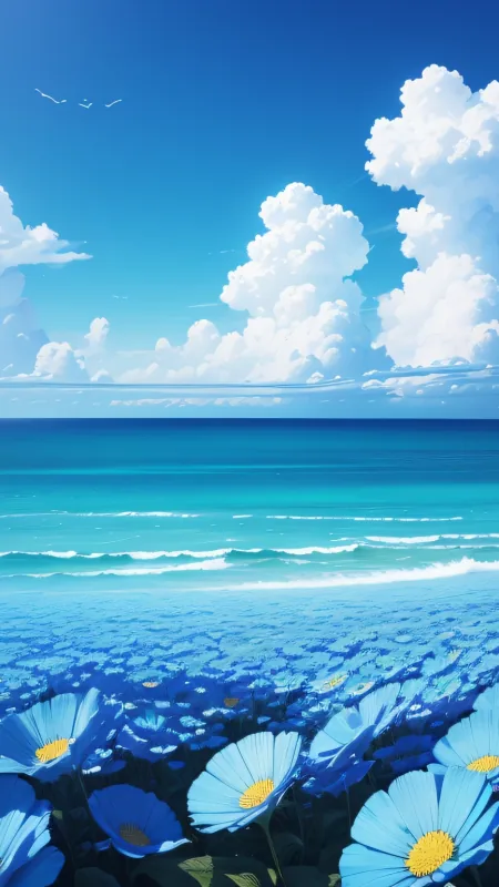 Flowers Beautiful Blue Art Wallpaper
