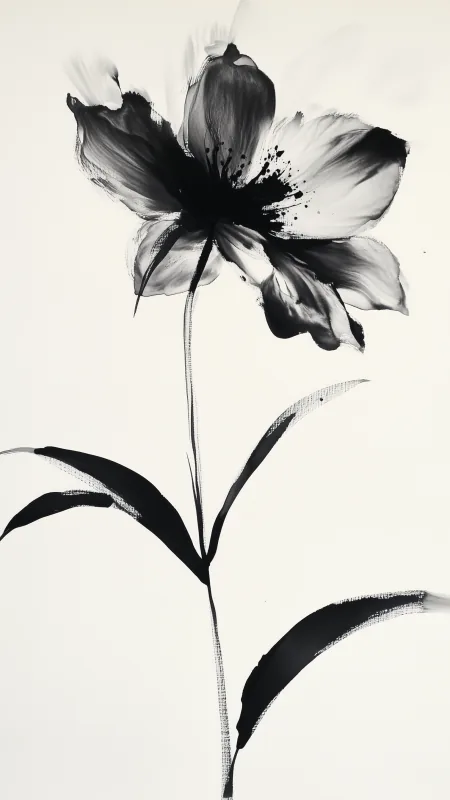 Flowers Black And White Art Wallpaper