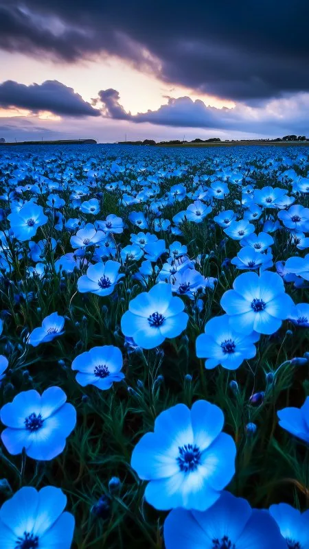 Flowers Blue Field Phone Wallpaper