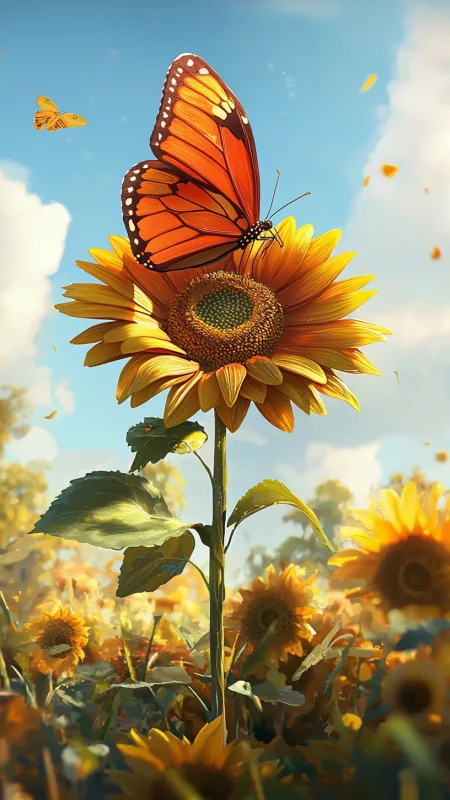 Butterfly On A Sunflower HD Flowers Wallpaper