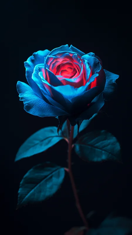 Flowers Glowing Blue Rose Wallpaper