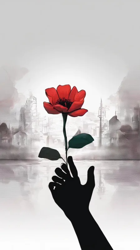 Hand Holding Flower Art HD Wallpaper