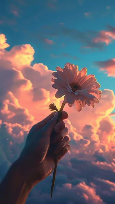 Hands Holding Flowers Outside HD Wallpaper