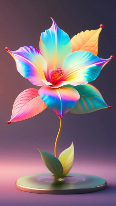 Iridescent Rainbow Fantasy Bloom Flowers Wallpaper