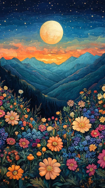 Mountain Flower Art HD Wallpaper