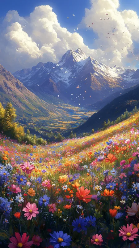 Mountain Flowers HD Wallpaper