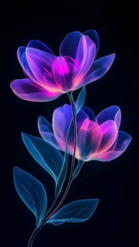 Flowers Neon Lights Glowing HD Wallpaper