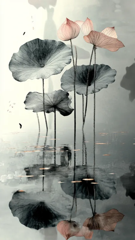Painting Lotus Pond Flower HD Wallpaper