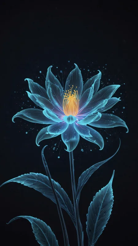 Flower Petals Glow Plant Blue Wallpaper