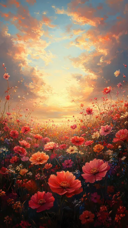 Pink Flowers Painting HD Wallpaper