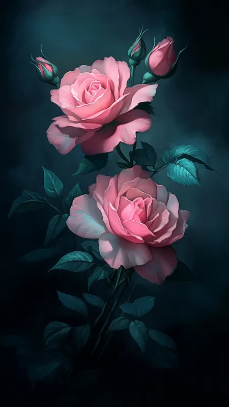 Flowers Pink Rose Art Wallpaper
