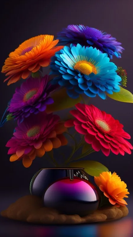 Rainbow Gerbera Vase Still Flowers Wallpaper