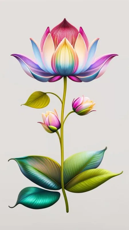 Rainbow Lotus With Buds Flowers Wallpaper