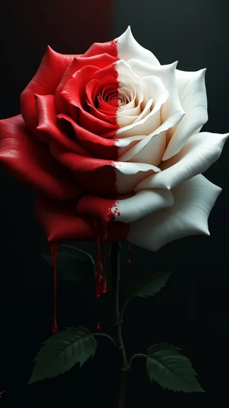 Flowers Red And White Rose Wallpaper