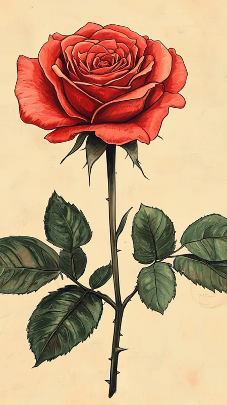 Red Rose Art HD Flowers Wallpaper
