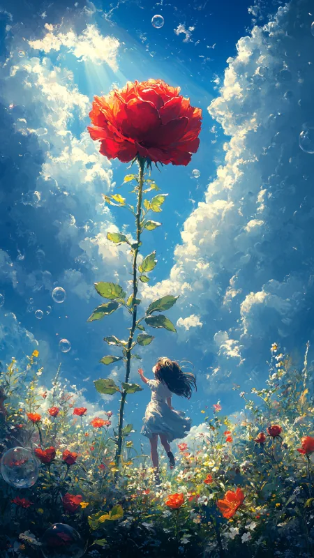 Flowers Red Rose Art Wallpaper