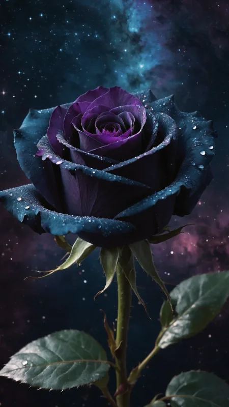 Rose Petals Plant Stars Cosmos Galaxy Flowers Wallpaper