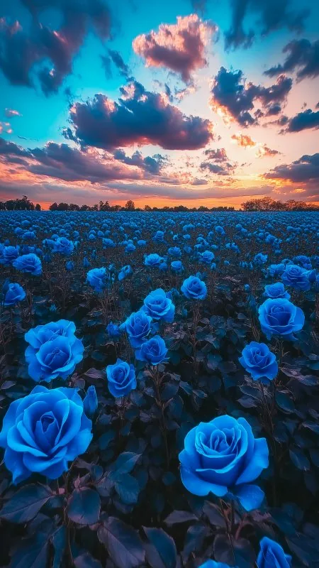 Roses Flowers Field Sky HD Wallpaper