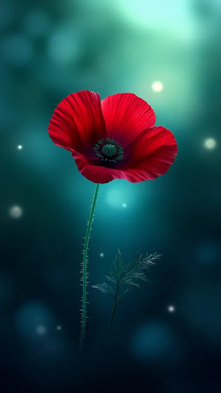 Single Red Poppy Flower Wallpaper