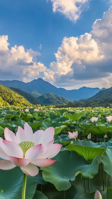 The Lotus Flower In The Pond Wallpaper