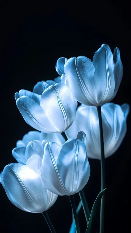 Tulips White Plants Flowers Phone Wallpaper