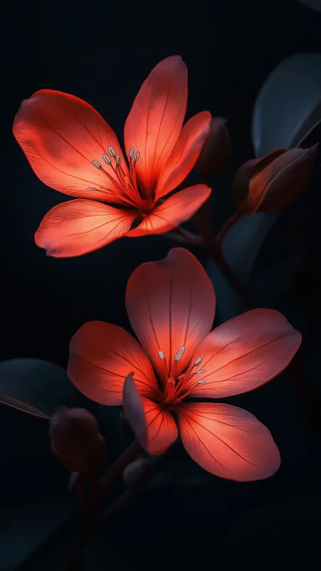 Two Jinia Flowers Phone Wallpaper
