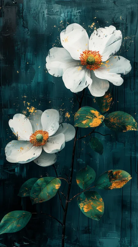 White Flowers Phone Wallpaper