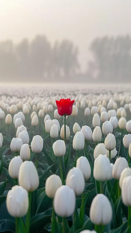 White Tulips Red Rose Stands HD Flowers Wallpaper