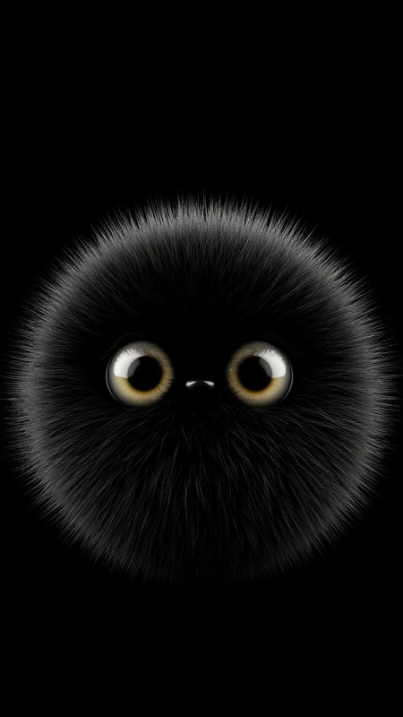 Fluffy Black Furball Wallpaper