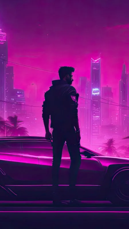 A Delorean In Cyber City HD Gaming Wallpaper