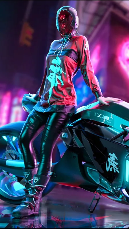 Biker Cyberpunk Girl Gaming Wallpaper