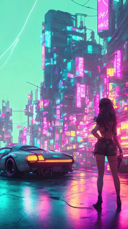 Cyber Cars And Girls Gaming Wallpaper