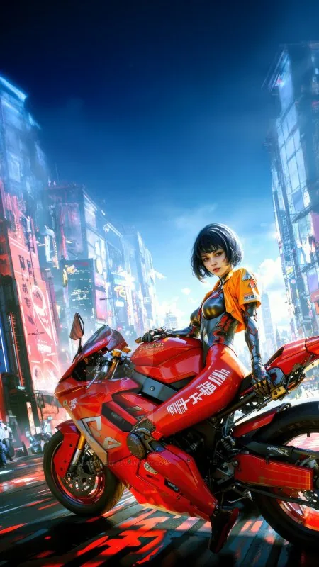 Cyber Rider Bw Gaming Girl Wallpaper