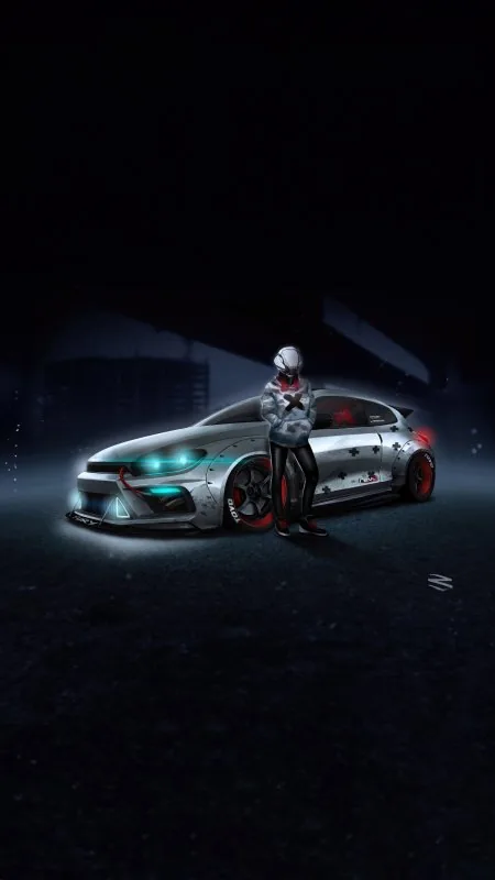 Cyber Street Racer Gaming Phone Wallpaper