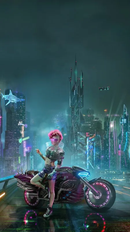 Cyberpunk City Bike Gamer HD Gaming Wallpaper