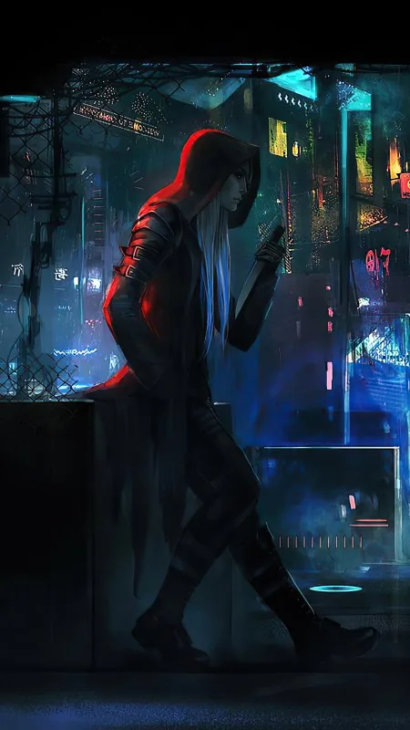 Cyberpunk Dagger Girl HD Gaming Wallpaper