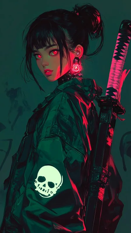 Gaming Girl Warrior Katana Game Wallpaper