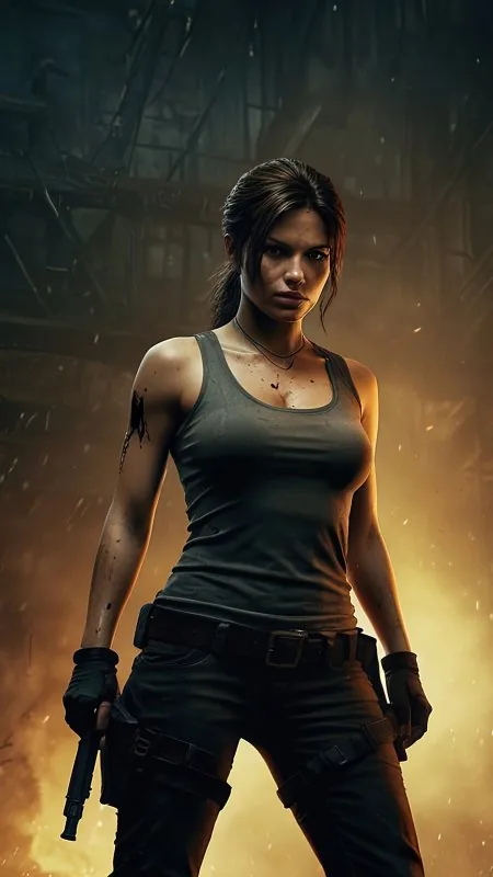 Lara Croft Speeding Into Action Game Gaming Wallpaper