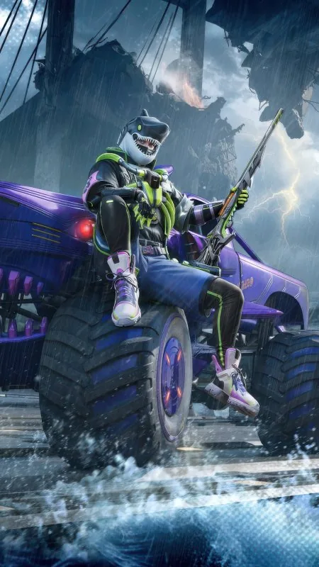 Pubg Shark Themed Monster Truck Gaming Wallpaper