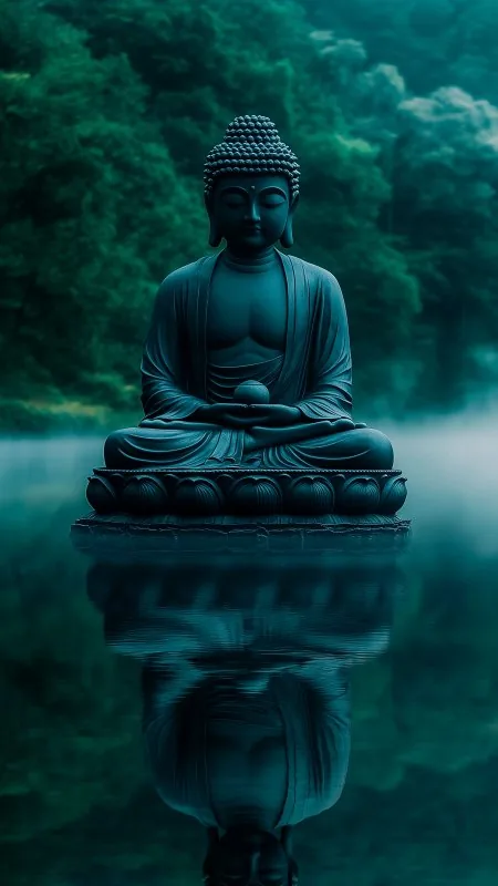 Buddha Statue Lake Reflection God Wallpaper